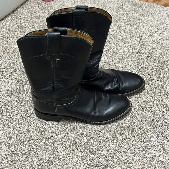 Men’s vintage black Justin cowboy western boots. Size 7.5D - Picture 2 of 7